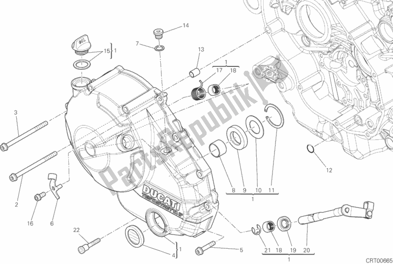 Alle onderdelen voor de Koppelingsdeksel van de Ducati Hypermotard Hyperstrada Thailand 821 2015